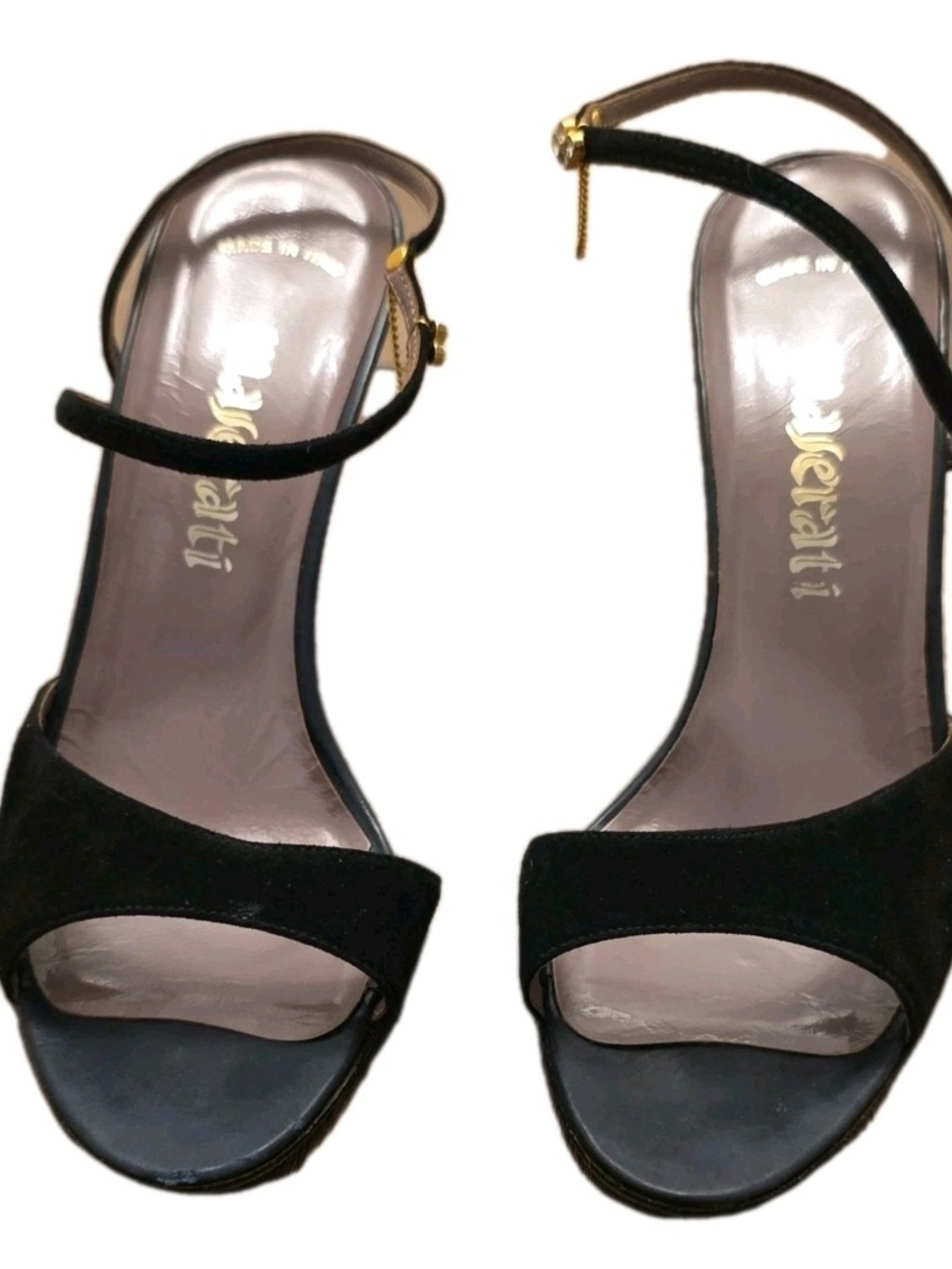 Black Suede Open-Toe Ankle-Strap Heels